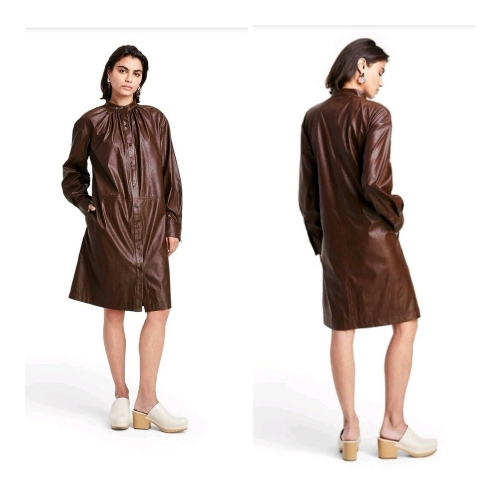 Rachel Comey X Target XL Brown Faux Leather Button-Down Dress‎